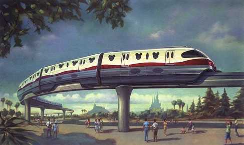 Concept art of the new monorails at the newly refurbished Tokyo Disneyland Resort